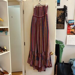 Free People Colorful Plaid Maxi Skirt